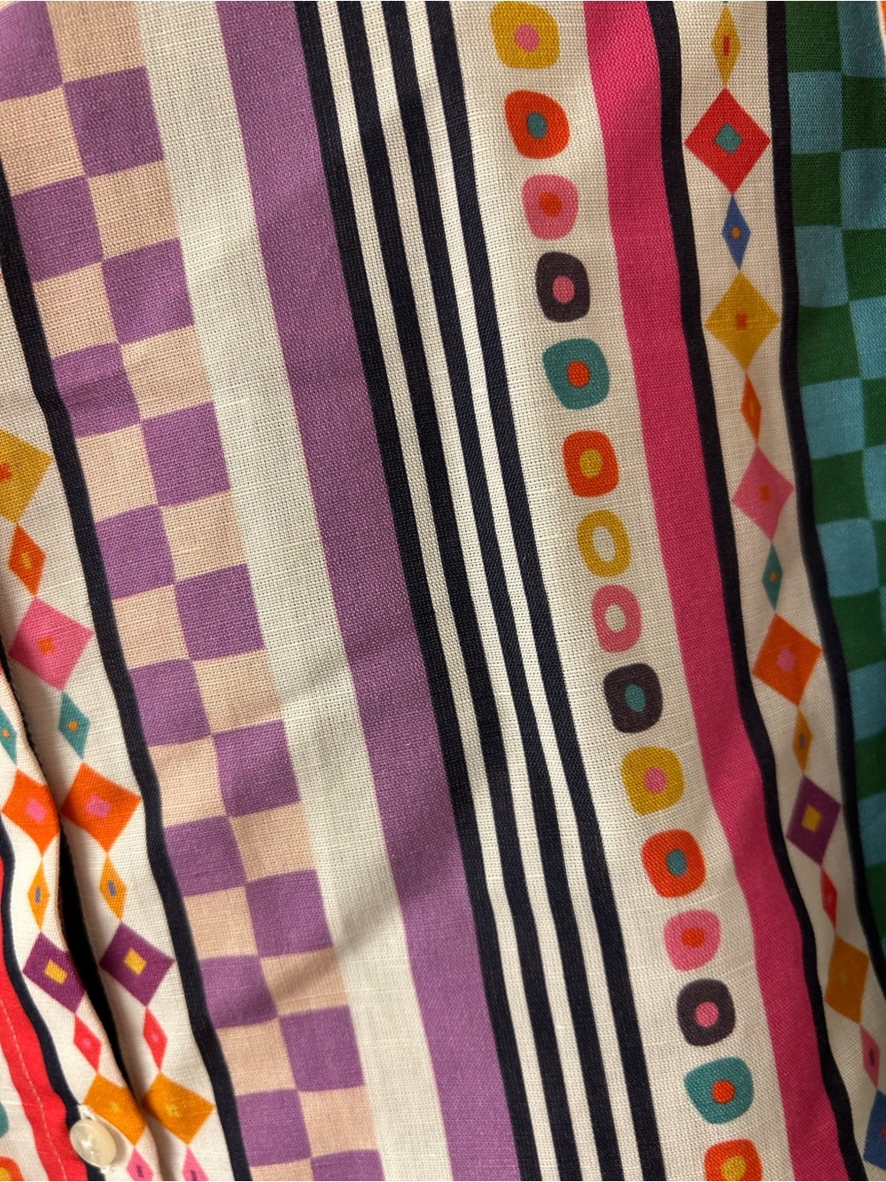 Vilagallo Colorful Geometric Stripe Linen Cotton Blouse Artsy Boho EU 42 US 10.5 - Picture 4 of 5